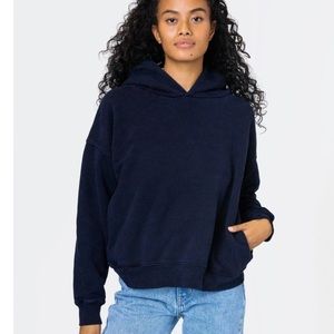 NWOT Los Angeles Apparel navy Puffy Heavyweight Fleece Cropped Hoodie